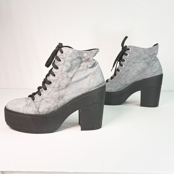 New Y2K | Bakers | Gray Distressed Canvas Chunky Platform Booties | Sz 7.5 - Picture 7 of 7